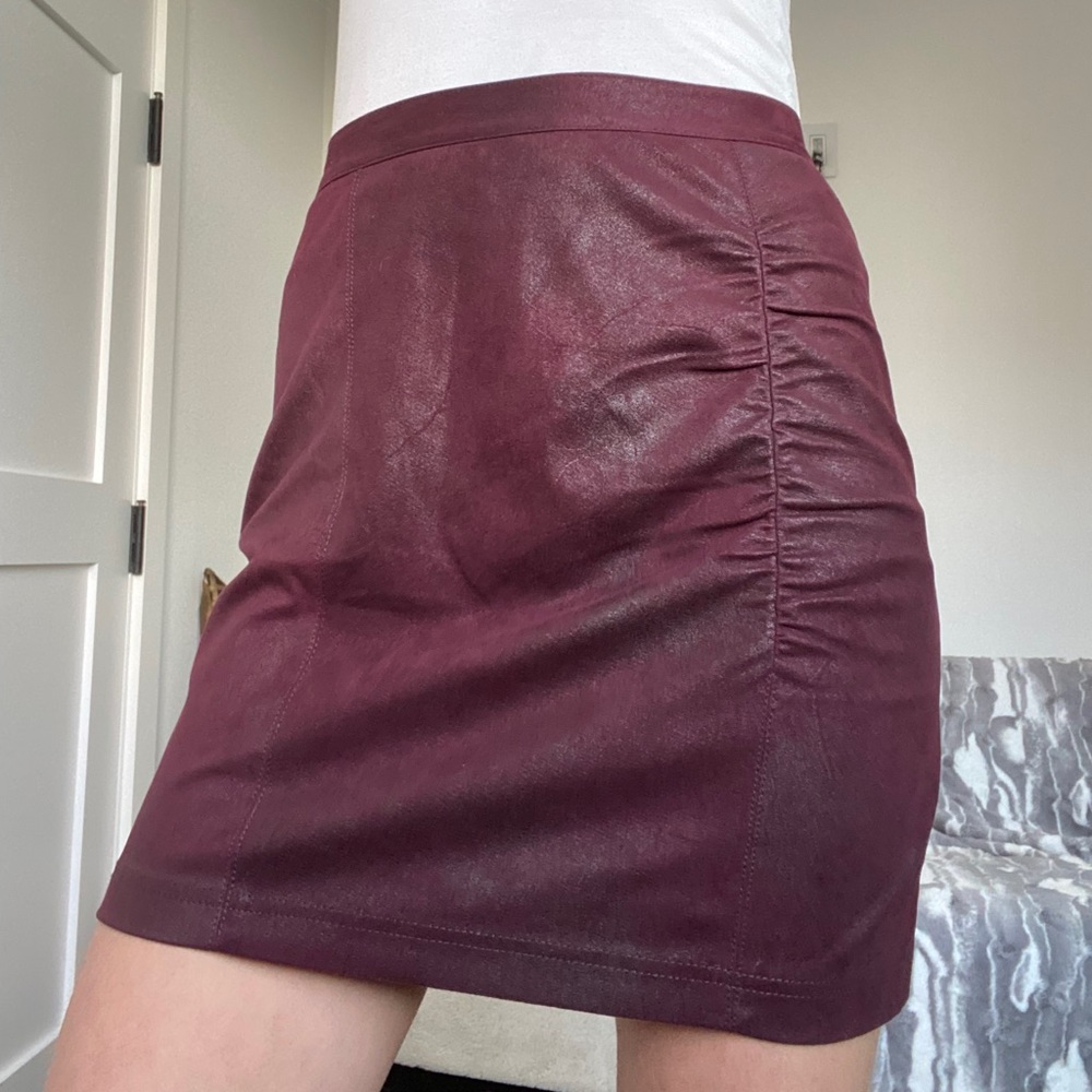 Free people Maroon Mini Skirt (vegan suede)
